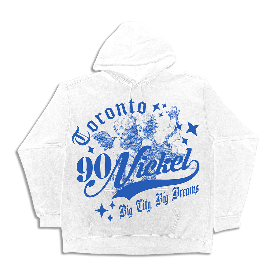 White Hooded Sweatshirt - Blue - Big City, Big Dreams