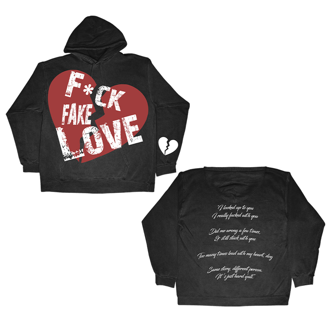 Black Hooded Sweatshirt - F**k Fake Love