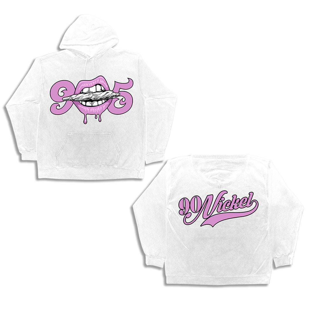 White Hooded Sweatshirt - 905 Lips & Spliff