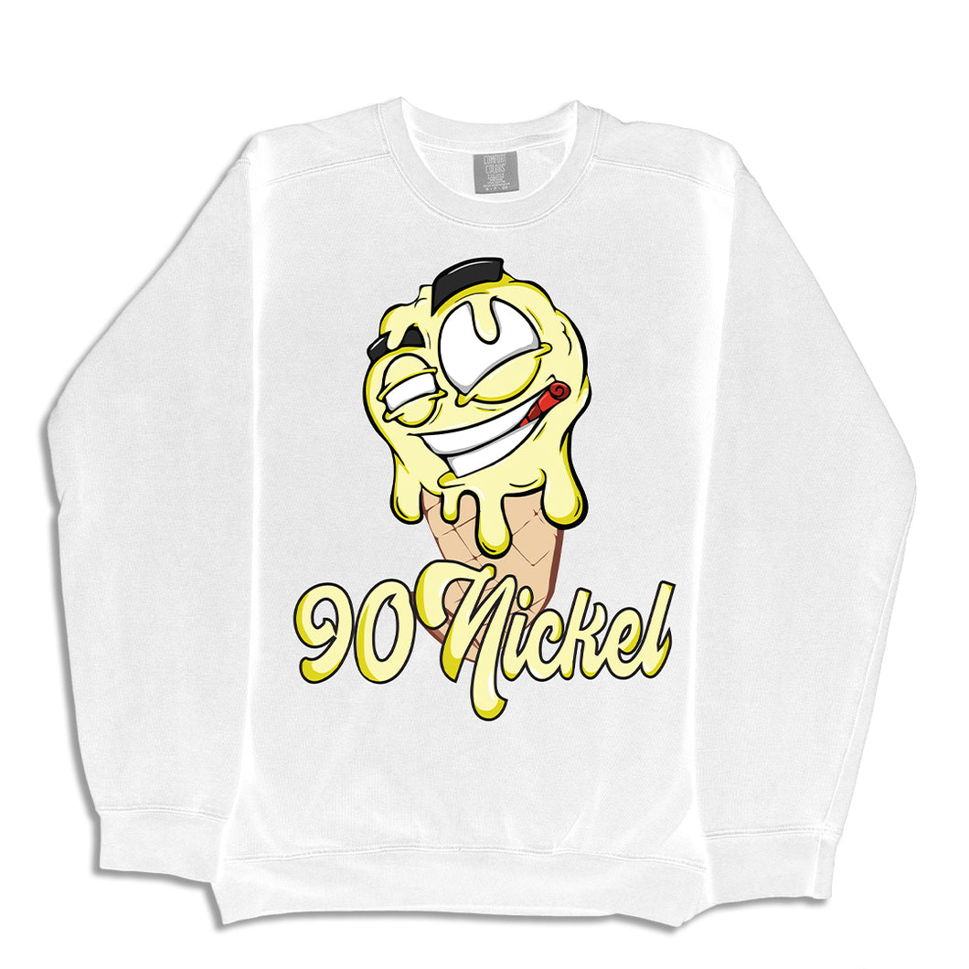 White Crewneck Sweater - 9-0-Nickel Ice Cream